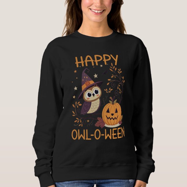 Moletom Feliz Coruja O Ween, Fofo Outono (Frente)