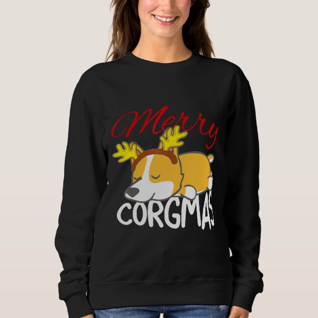 Moletom Feliz de Cães Corgi Natal (Frente)