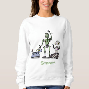Moletom Feliz desenho animado de robôs fofos