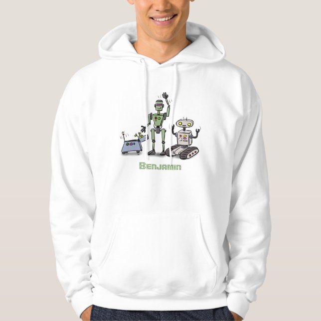Moletom Feliz desenho animado de robôs fofos (Frente)