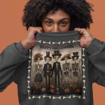 Feliz Dia das Bruxas da Família Skeleton assustado