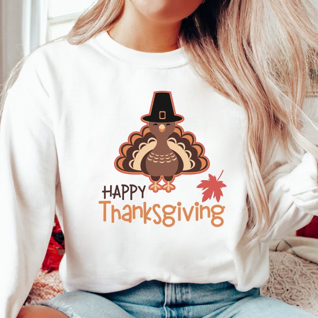 Moletom Feliz Dia de Ação de Graças Peregrino Turquia (Happy Thanksgiving Pilgrim Turkey Sweatshirt)