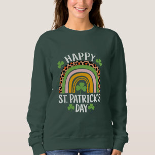 Moletom Feliz Dia de São Patrício Arco-íris Trevo 