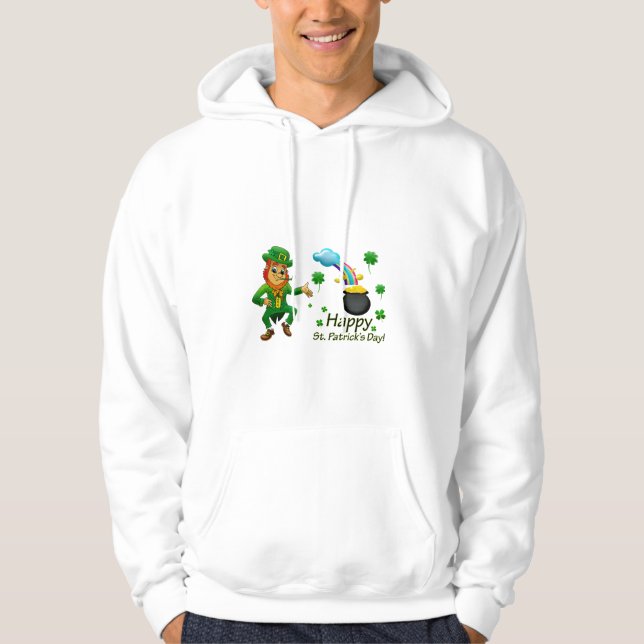 Moletom Feliz Dia de São Patrício Leprechaun Arco-íris (Frente)