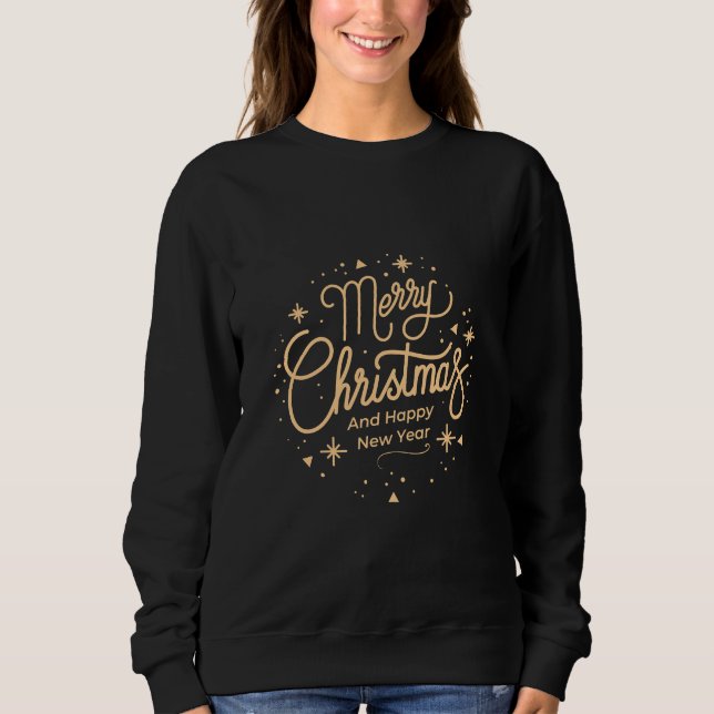 Moletom Feliz Dourada Natal Novelty blusa Sweatshirt (Frente)
