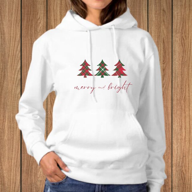 Moletom Feliz e Árvores de Natal Brilhantes tartã verde-ve (Criador carregado)