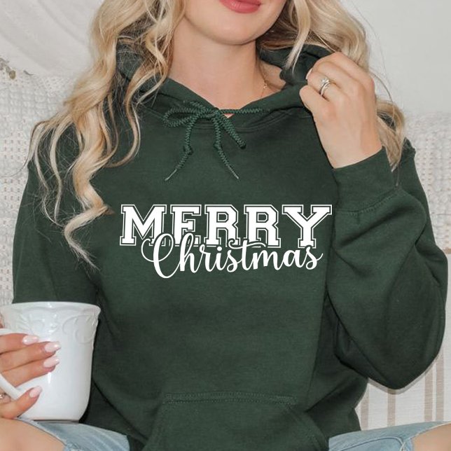 Moletom Feliz e Bright Modern Red Feliz presente de Natal (Merry and Bright Modern Red Merry Christmas gift Hoodie)