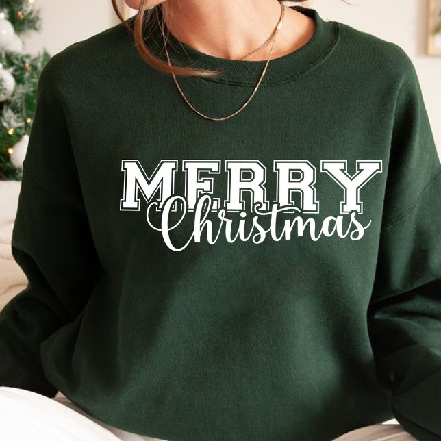 Moletom Feliz e Bright Modern Red Feliz presente de Natal (Merry and Bright Modern Red Merry Christmas gift Sweatshirt)