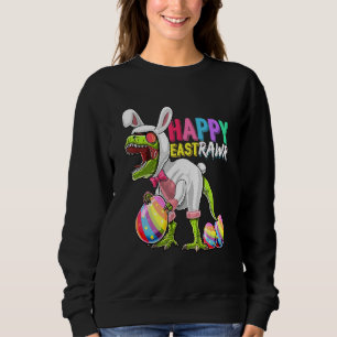 Moletom Feliz Eastrawawr T Rex Dinosaur Easter Bunny Ovo C