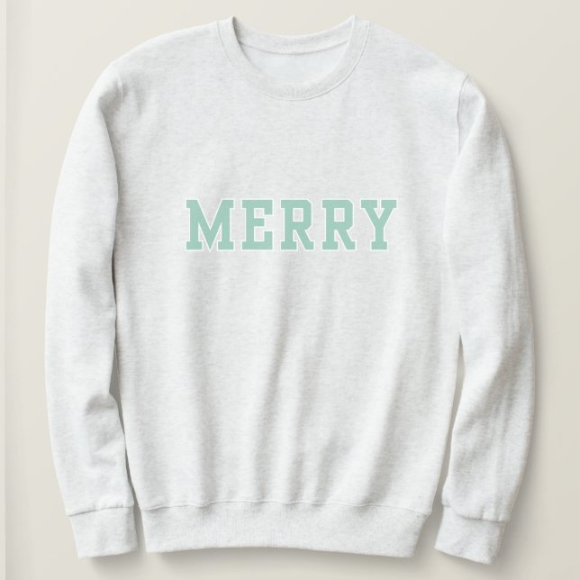 Moletom Feliz em aqua, estilo da faculdade, doce de Natal (Frente do Design)