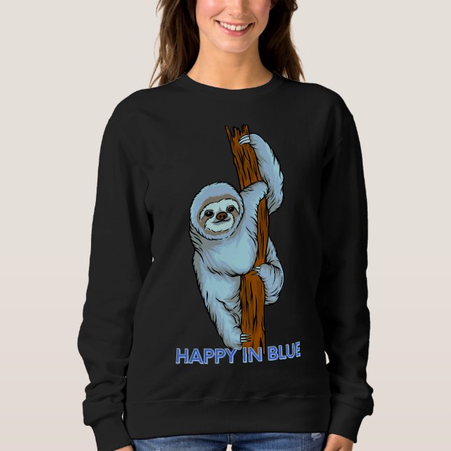 Moletom Feliz Em Azul Penteado (Frente)