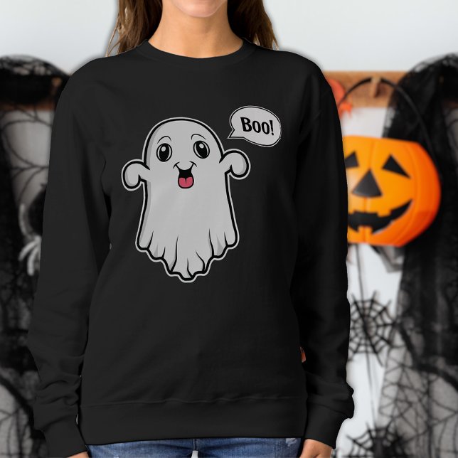 Moletom Feliz Fantasma Dizendo Boo Spooky Halloween (Cute ghost design for the Halloween season.)