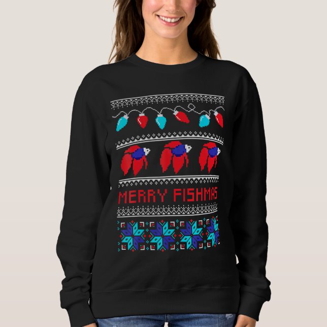 Moletom Feliz Fishmas Betta Fish Ugly Xmas (Frente)