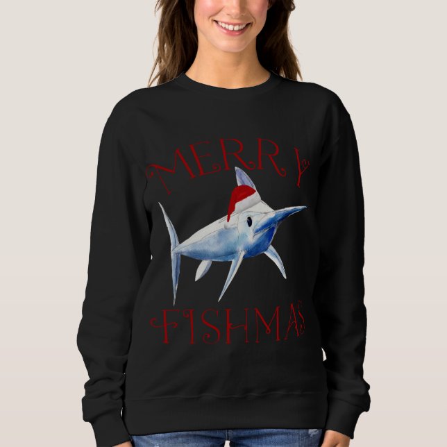 Moletom Feliz Fishmas Marlin Santa Hat Natal (Frente)