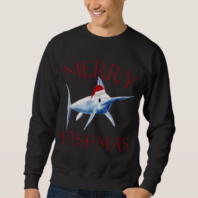 Moletom Feliz Fishmas Marlin Santa Hat Natal (Frente)