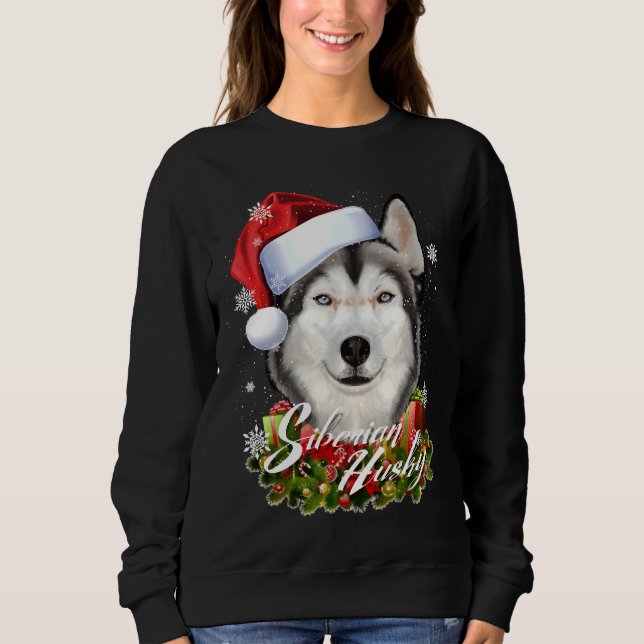 Moletom Feliz Furry White Siberian Husky Dog Natal San (Frente)