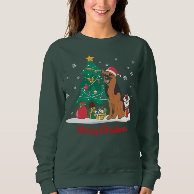 Moletom Feliz German shepherd de Natal (Frente)