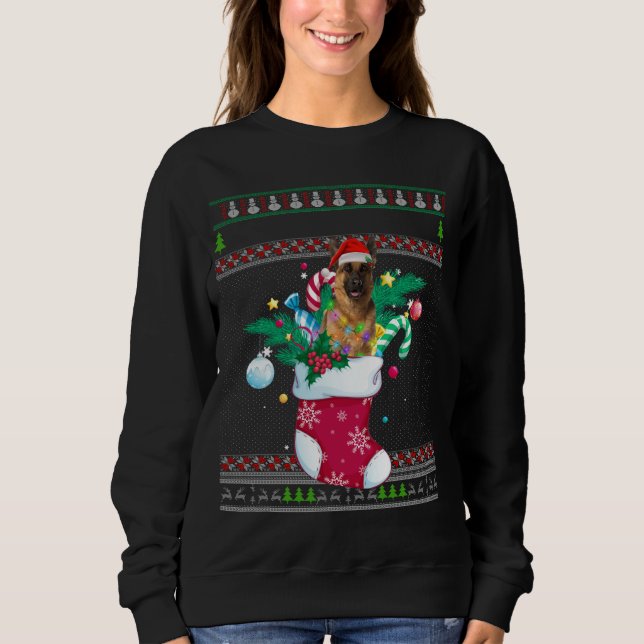 Moletom Feliz German shepherd De Natal Cachorro Engraçado (Frente)