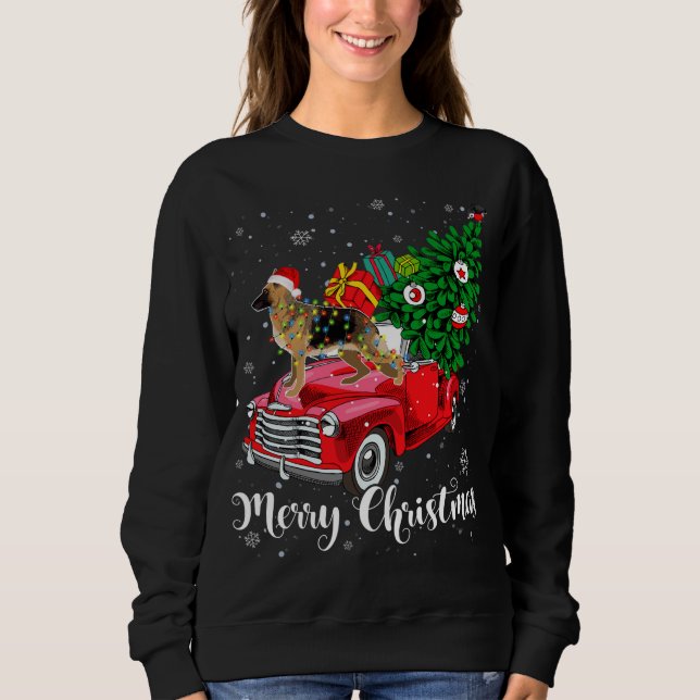 Moletom Feliz German shepherd de Natal Papais noeis Vermel (Frente)