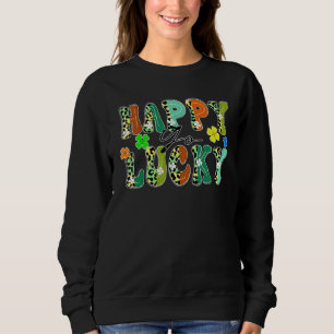 Moletom Feliz golpe de Dia de São Patrício Leopardo design