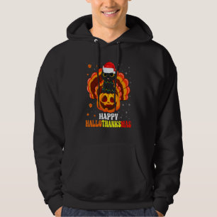 Moletom Feliz Hallothanksmas Black Cat Papais noeis Pumpki