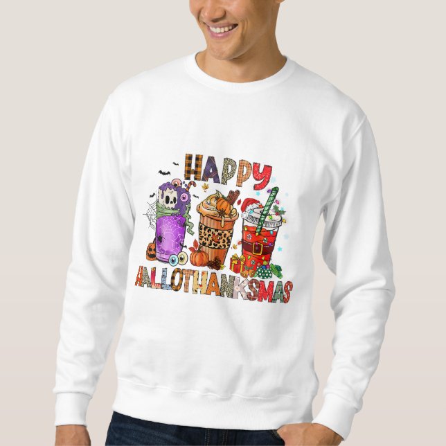 Moletom Feliz Hallothanksmas Halloween Café Obrigados de c (Frente)