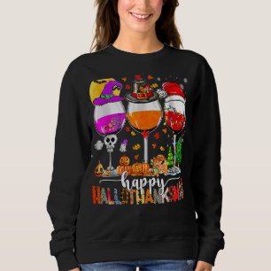 Moletom Feliz Hallothanksmas Vinho Vidro Bruxa Noel Hat