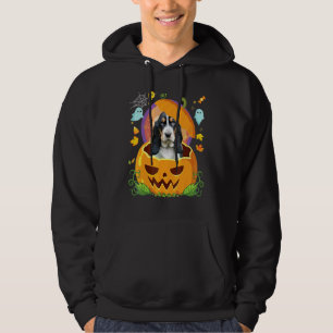 Moletom Feliz Halloween Abóbora Cão Basset Hound Bruxa Cor