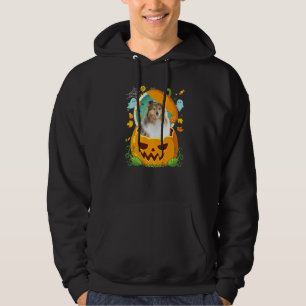 Moletom Feliz Halloween Abóbora Cão Sheltie Bruxa Chapéu B