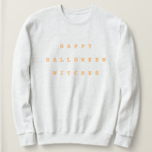 Moletom Feliz Halloween Bruxas Engraçadas Branca e Laranj