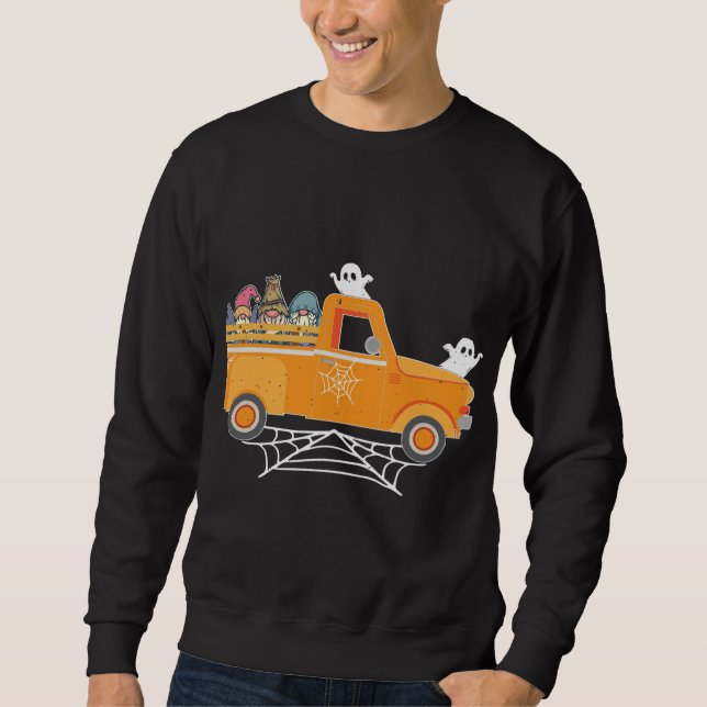 Moletom Feliz Halloween Gnome Truck Drive Spooky Gnome Cre (Frente)