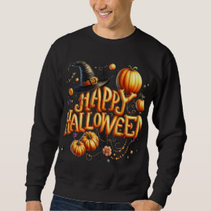 Moletom Feliz Halloween Letras de Balão Laranja Abóboras