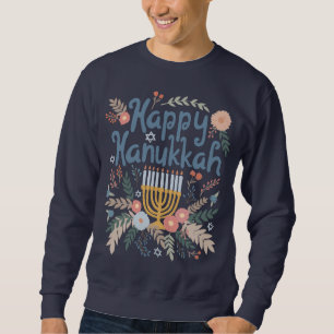 Moletom Feliz Hanukkah FLorals Arte desenhada à mão