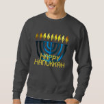 Moletom Feliz Hanukkah Menorah Blue<br><div class="desc">Feliz Hanukkah Menorah Blue</div>
