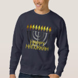 Moletom Feliz Hanukkah Menorah Cinza<br><div class="desc">Feliz Hanukkah Menorah Cinza</div>