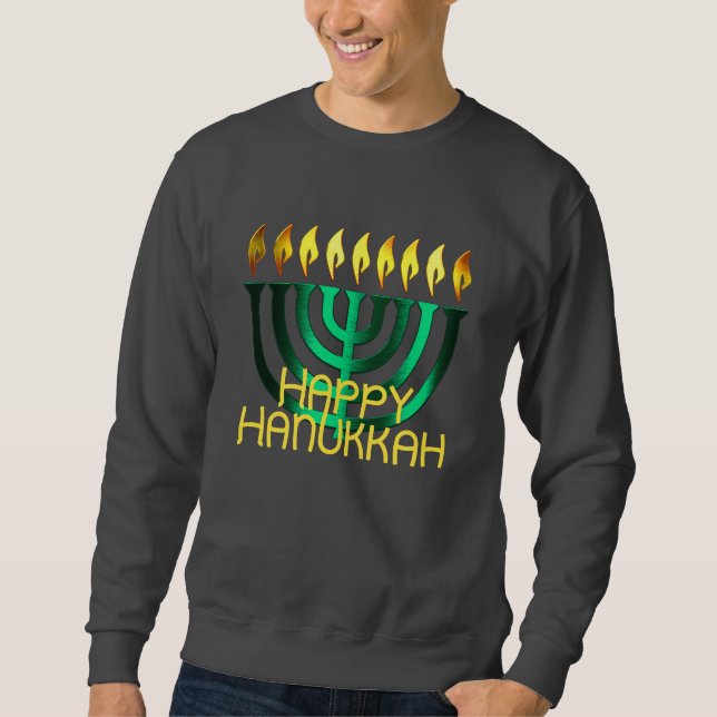 Moletom Feliz Hanukkah Menorah Green (Frente)