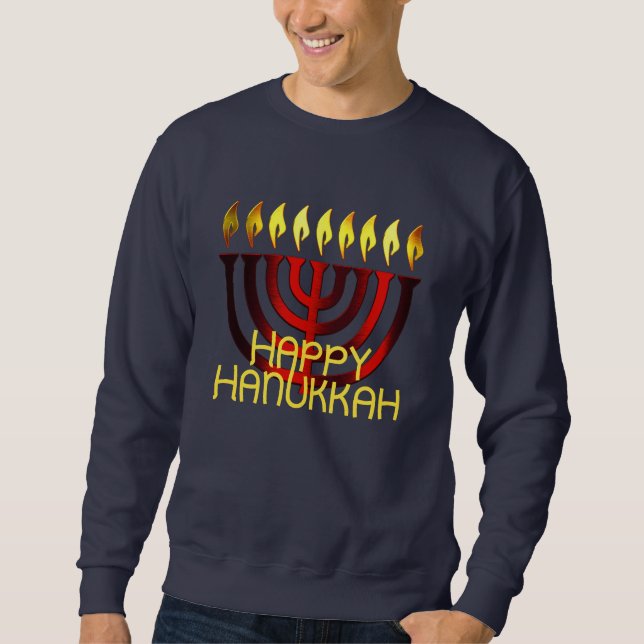Moletom Feliz Hanukkah Menorah Red (Frente)