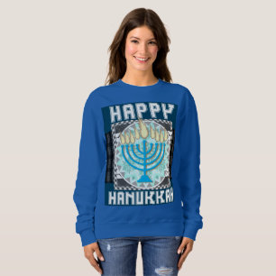 Moletom Feliz Hanukkah Snowy Menorah Sweater