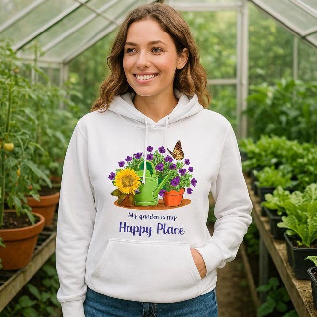 Moletom Feliz Jardim Flores de Verão Branco (Happy garden sweatshirt for anyone who loves to grow plants )