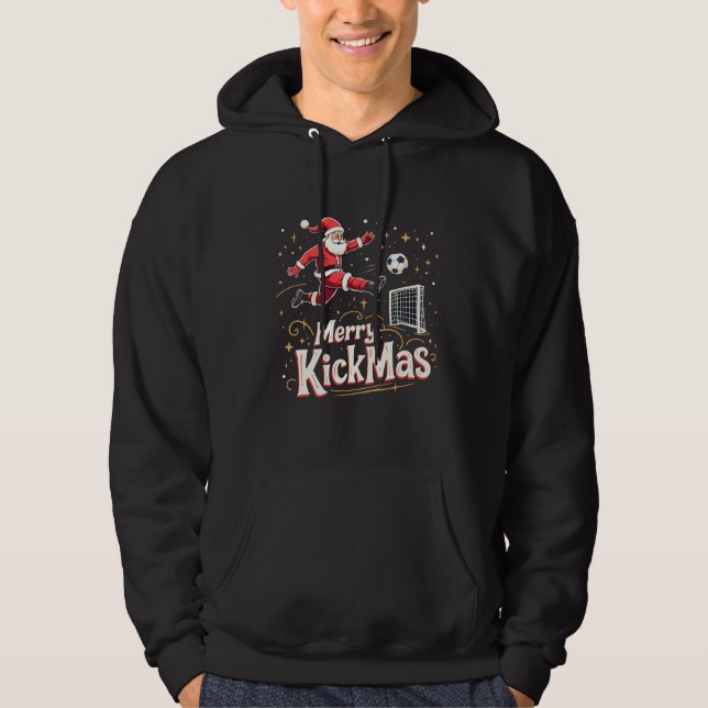 Moletom Feliz Kickmas Engraçado Papai Noel Amantes do Fute (Frente)