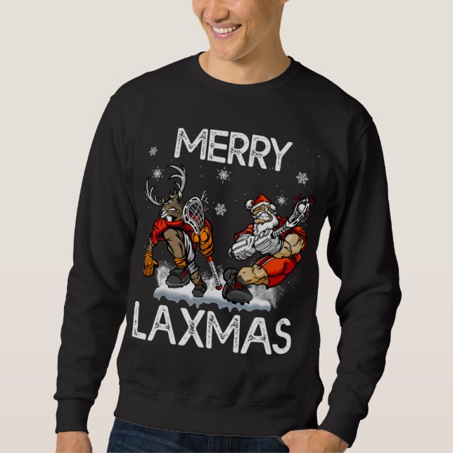 Moletom Feliz LAXMAS Natal Feio Papais noeis de Lacrosse R (Frente)