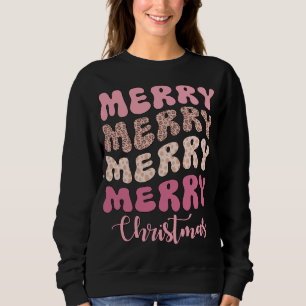 Moletom Feliz Leopardo cor-de-rosa Feliz Feliz Natal