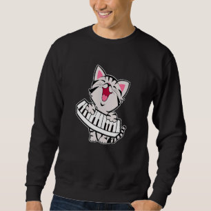 Moletom Feliz Meowzart Cat Pun Música Clássica Piano Keybo
