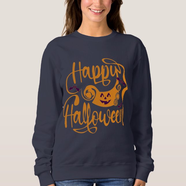 Moletom Feliz morcego de Halloween jack ou lanterna (Frente)