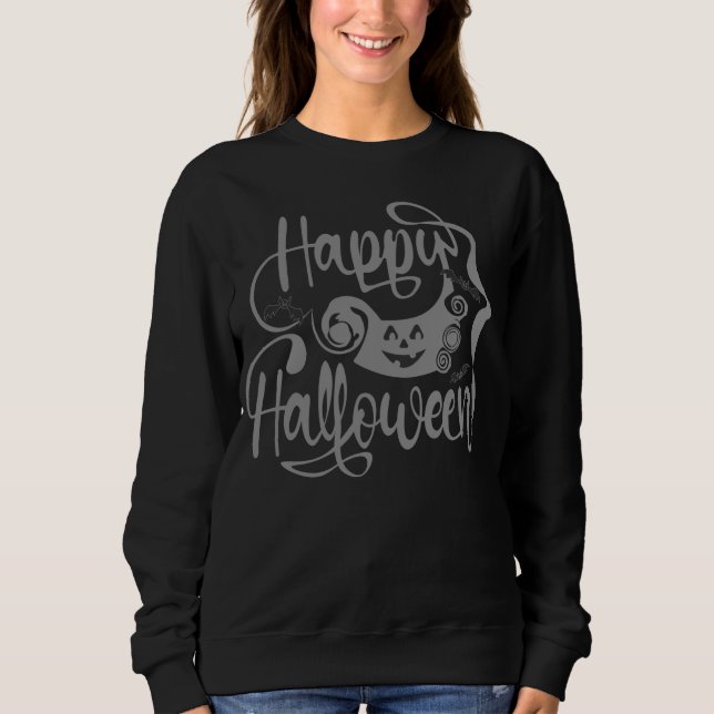 Moletom Feliz morcego de Halloween jack ou lanterna (Frente)