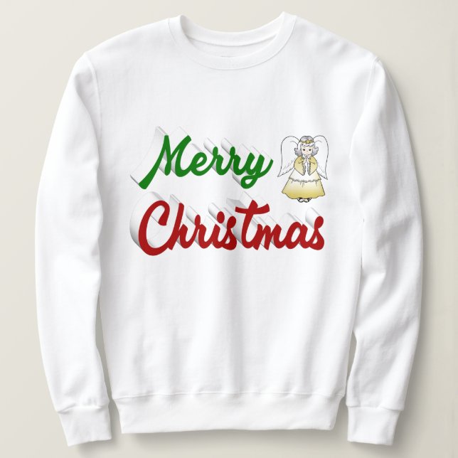 Moletom Feliz Natal Angel red script verde (Frente do Design)