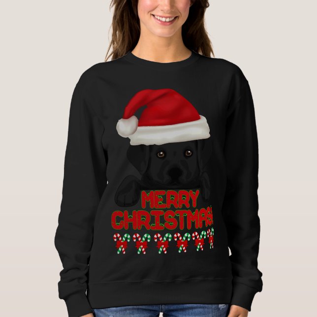 Moletom Feliz Natal Black Labrador Retriever Puppy! Es (Frente)