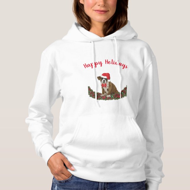 Moletom Feliz Natal Boxer Cachorro Santa Hat (Frente)