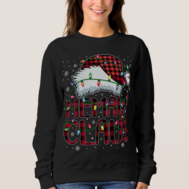 Moletom Feliz Natal Buffalo Xadrez Red Santa Hat Memaw (Frente)