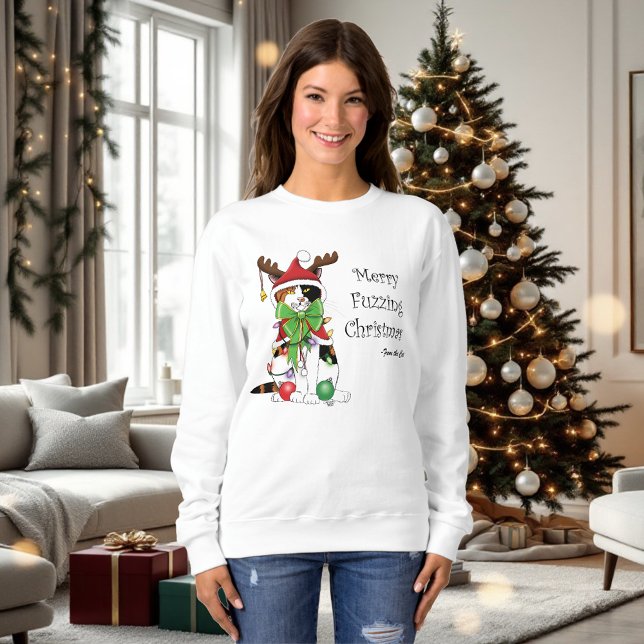 Moletom Feliz Natal Calico Cat (Criador carregado)